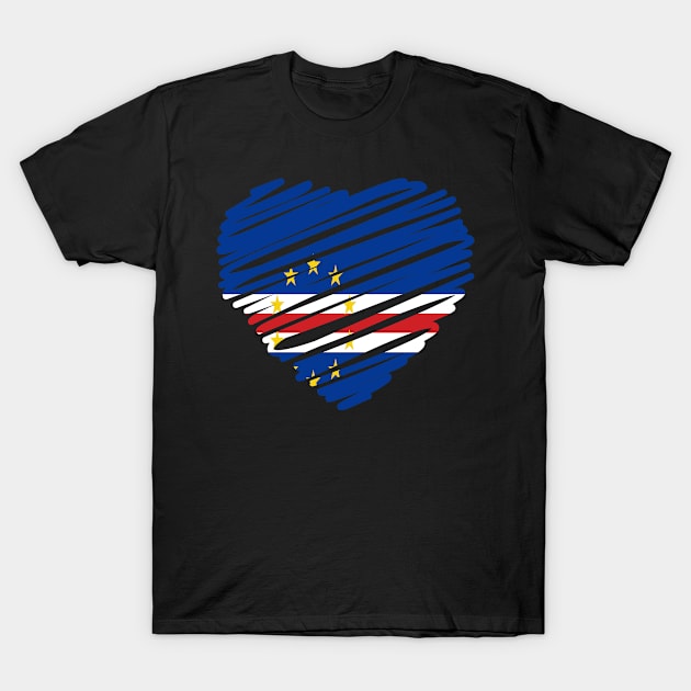 Cape Verde Heart Flag T-Shirt by dk08